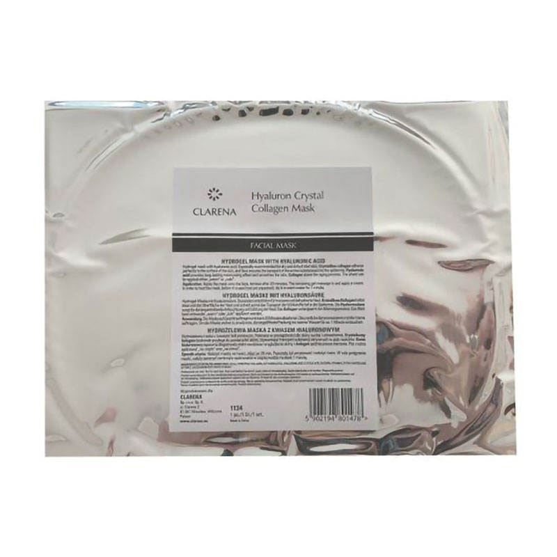 Гідрогелева маска для обличчя Clarena Collagen Mask With Hyaluron Crystals з кристалами гіалурону , 1 шт